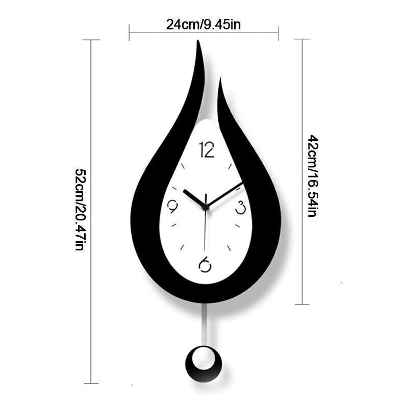 Modern Waterdrop Pendulum Wall Clock Silent Acrylic Home Decor Hanging Clock