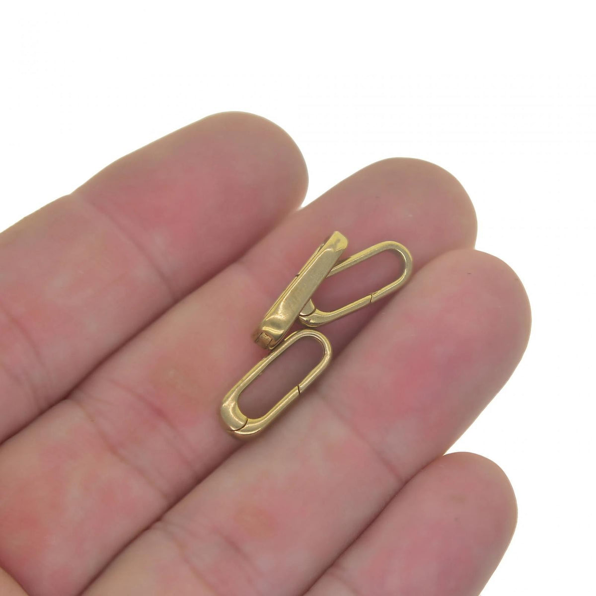 Solid Gold Oval Snap Push Connector Lock Lobster Clasps Decorative Ornaments