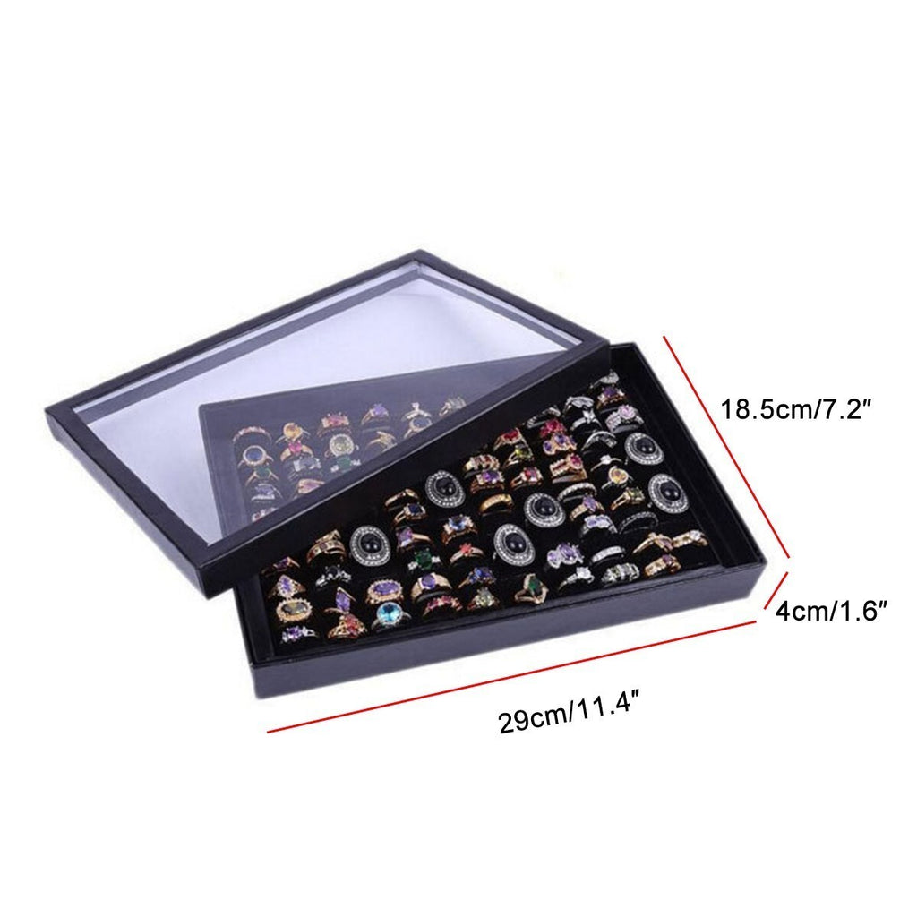 100-slot Jewelry Display Organizer Ring Case Tray Holder Earring Storage Box