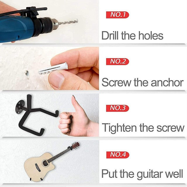 Guitar Wall Mount Horizontal Hanger Acoustic Electric Guitar Hooks Wall Bracket