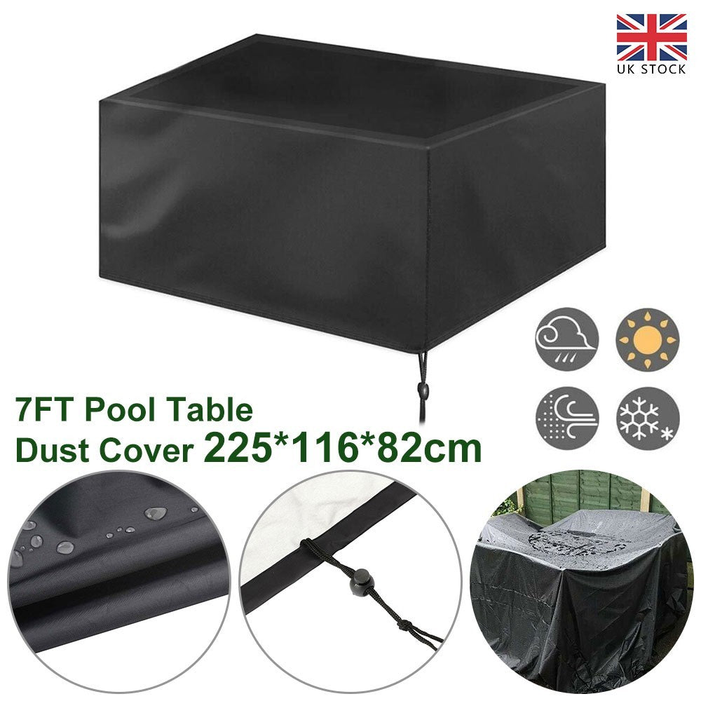 7ft Heavy Duty Waterproof Billiard Snooker Pool Table Dust Cover Protector Black