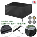 7ft Heavy Duty Waterproof Billiard Snooker Pool Table Dust Cover Protector Black