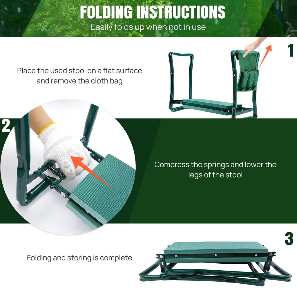 FOLDING PORTABLE KNEE PAD GARDEN KNEELER FOAM CHAIR SEAT PADDED STOOL FREE BAG