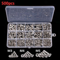 500X Assorted M3 M4 M5 Stainless Steel Hex Screws & Socket Bolts and Nuts Kit