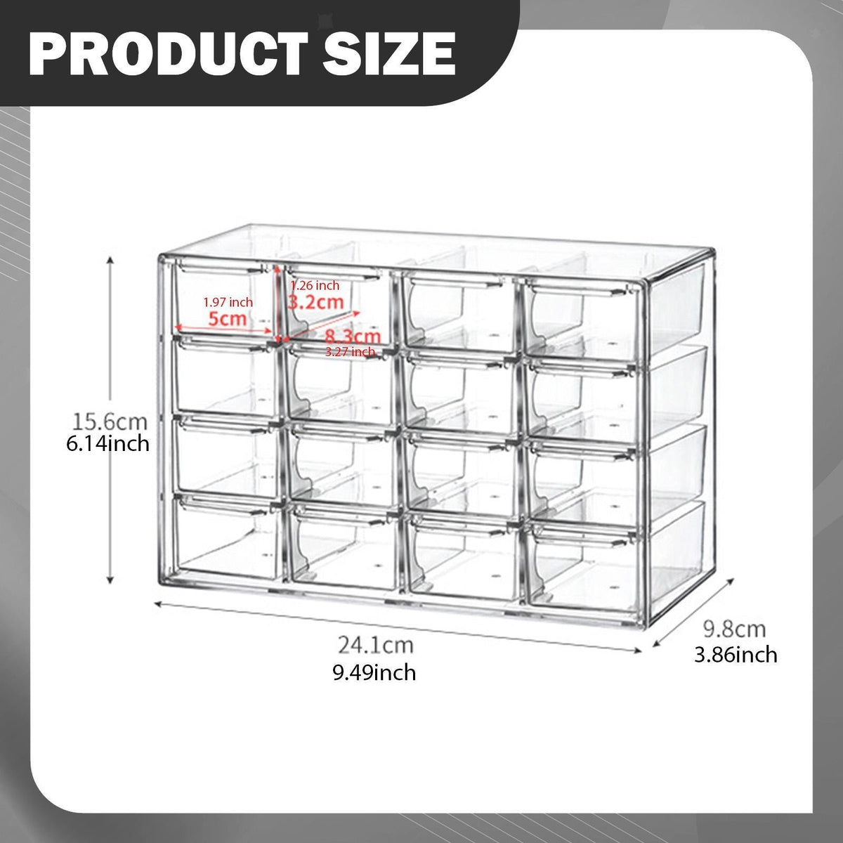 Mini Clear Drawer Organizer Office Stationery Craft Box for Jewelry Bedroom