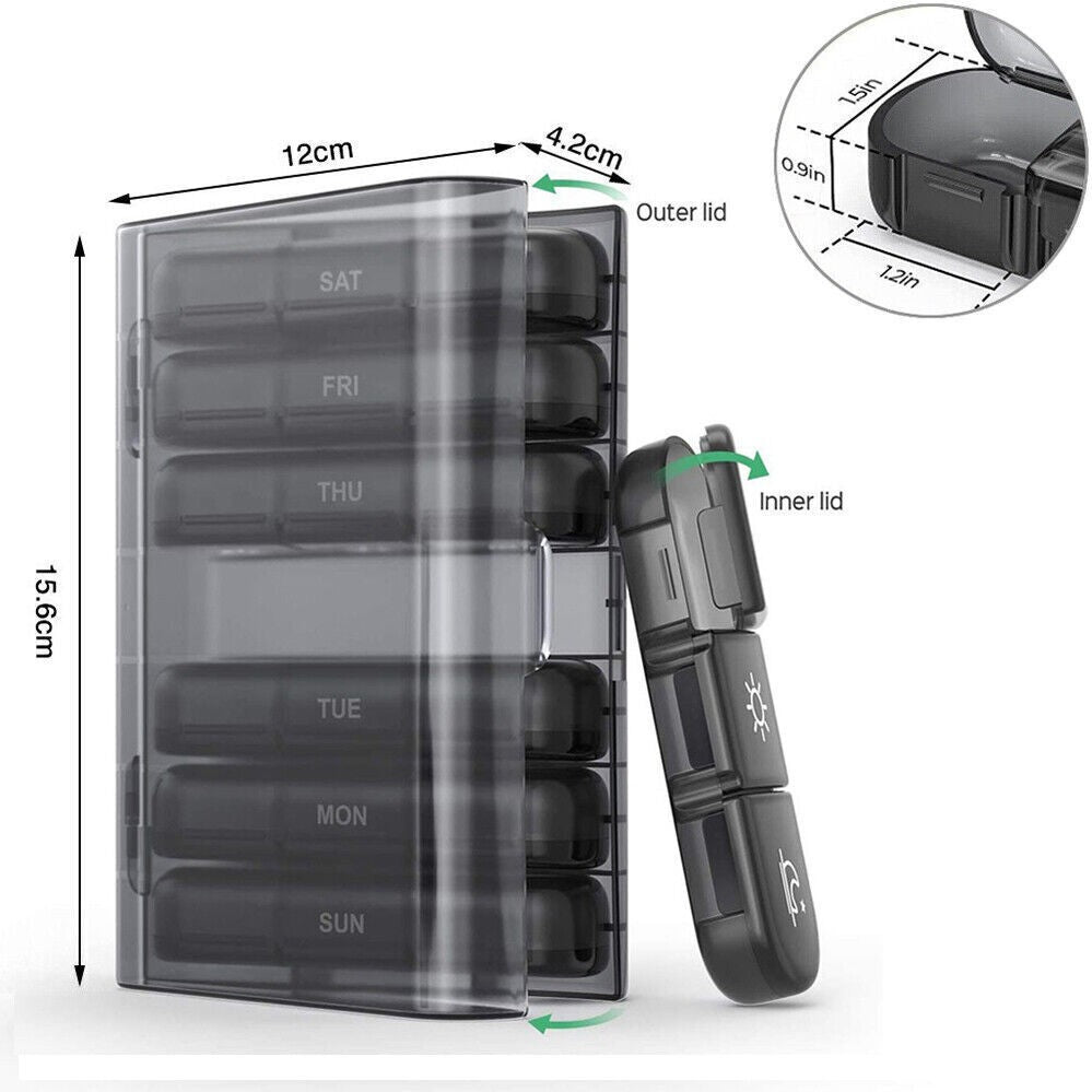 Storage 7Day Weekly Container Organizer Pill Box Dispenser Medicine Tablet Case