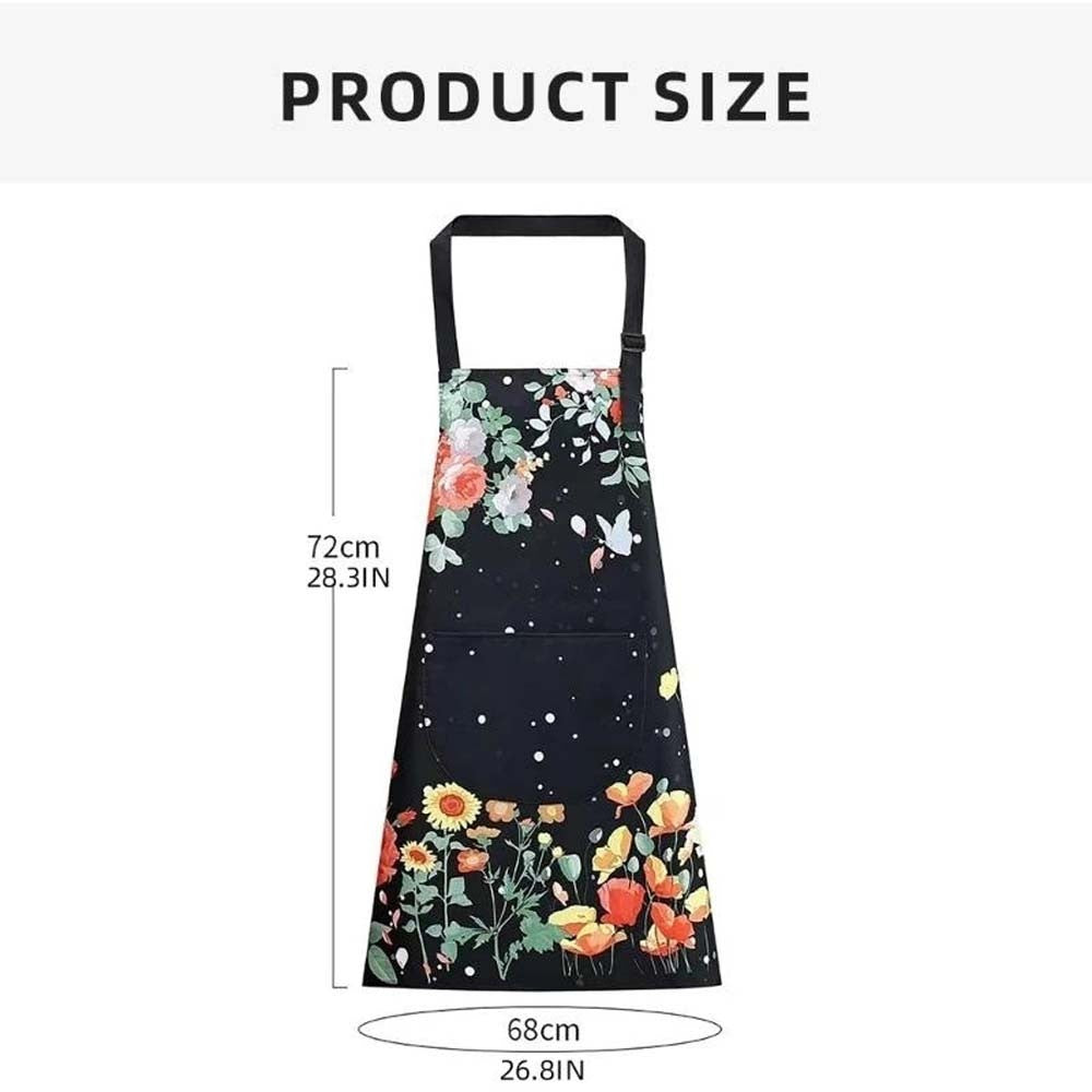 PVC Waterproof Apron With Hand Towel Rose Print Kitchen Coking Apron Antifouling