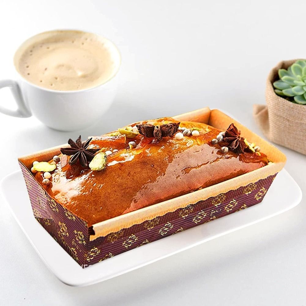 25Pcs Baking Rectangle Kraft Bread Tray Paper Loaf Pans Toast Box Cake Liner