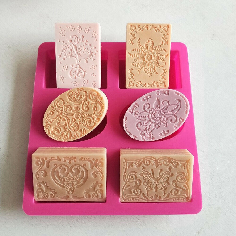 DIY Silicone Soap Mold 6 Forms Oval Rectangle Cake Mould Homemade Making Craft