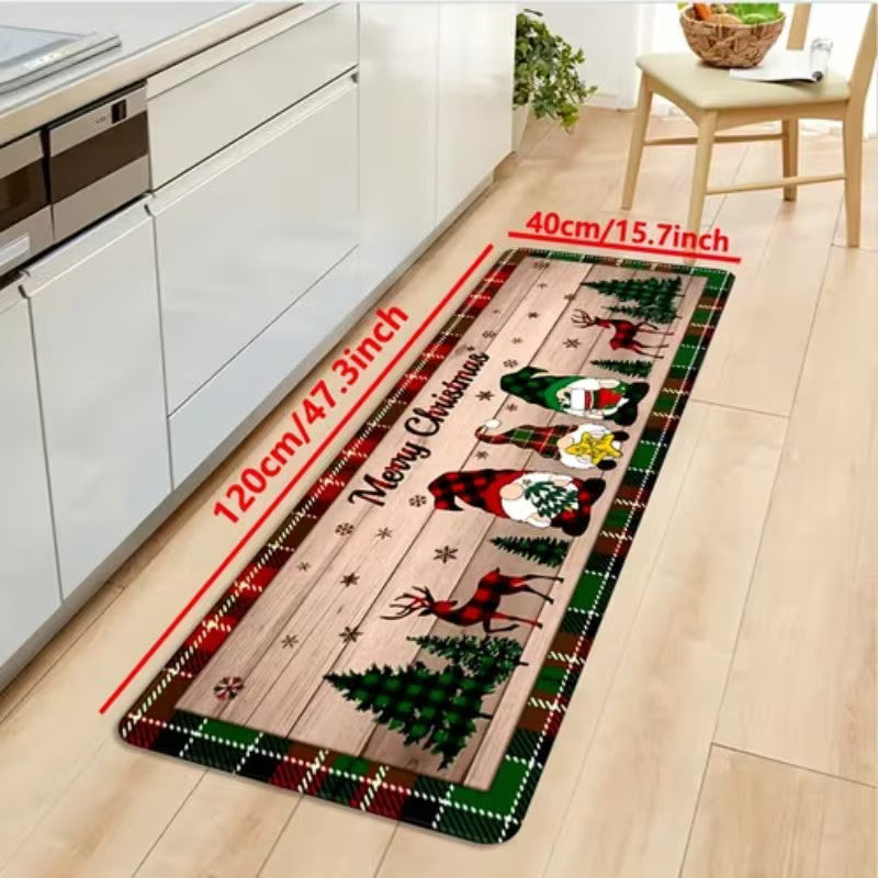 1/2pcs Christmas Kitchen Floor Mat Rug Non Slip Carpet Entrance Mat Rug Decor