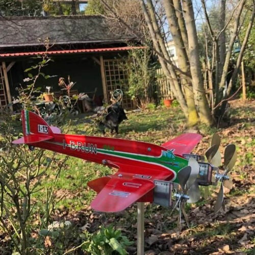 Airplane Wind Spinners Metal Pinwheels Outdoor Aircraft Windmill Garden Decor