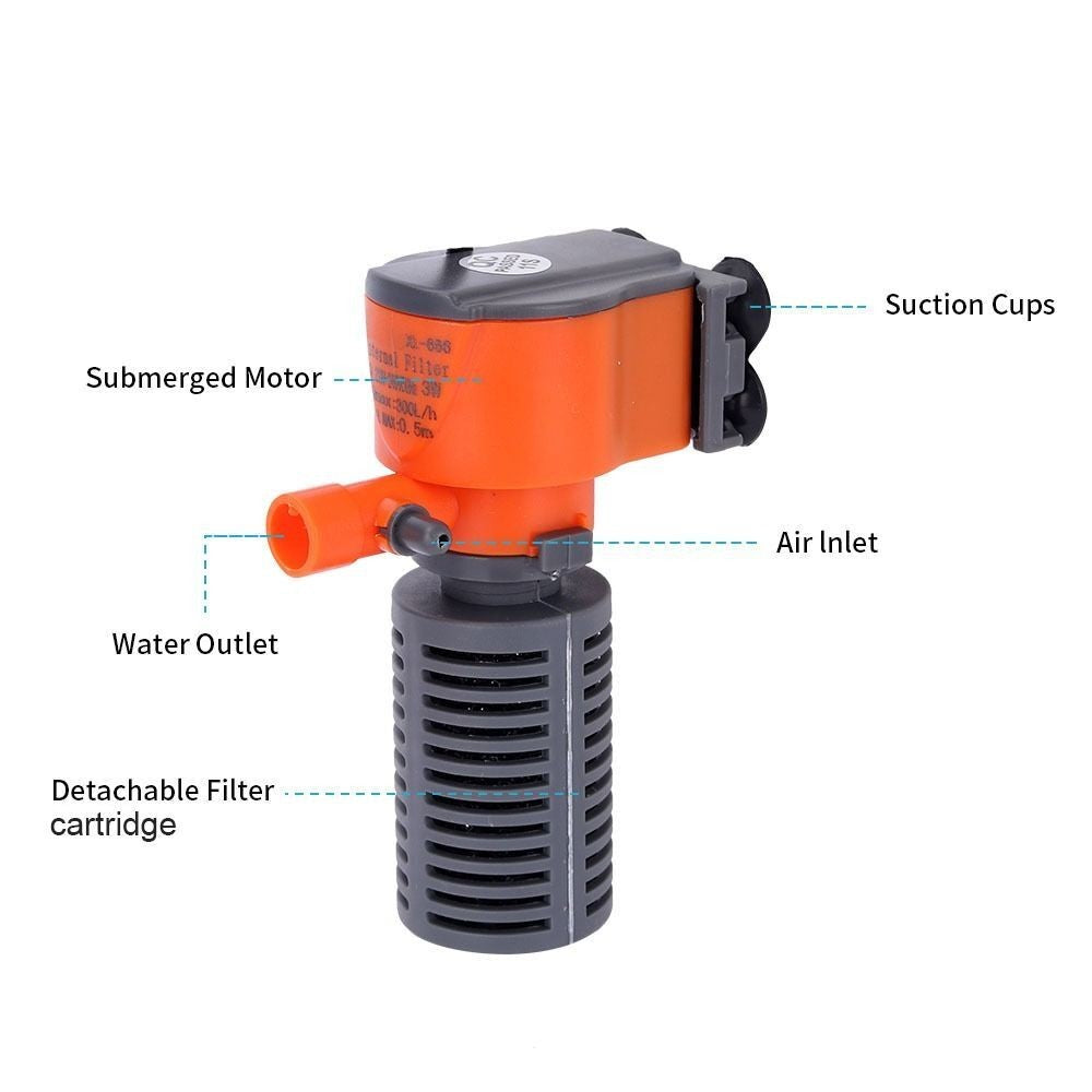 1Pcs 3-in-1 Fish Tank Filter Mini Oxygen Air Pump  for Small Aquarium Fish Tank