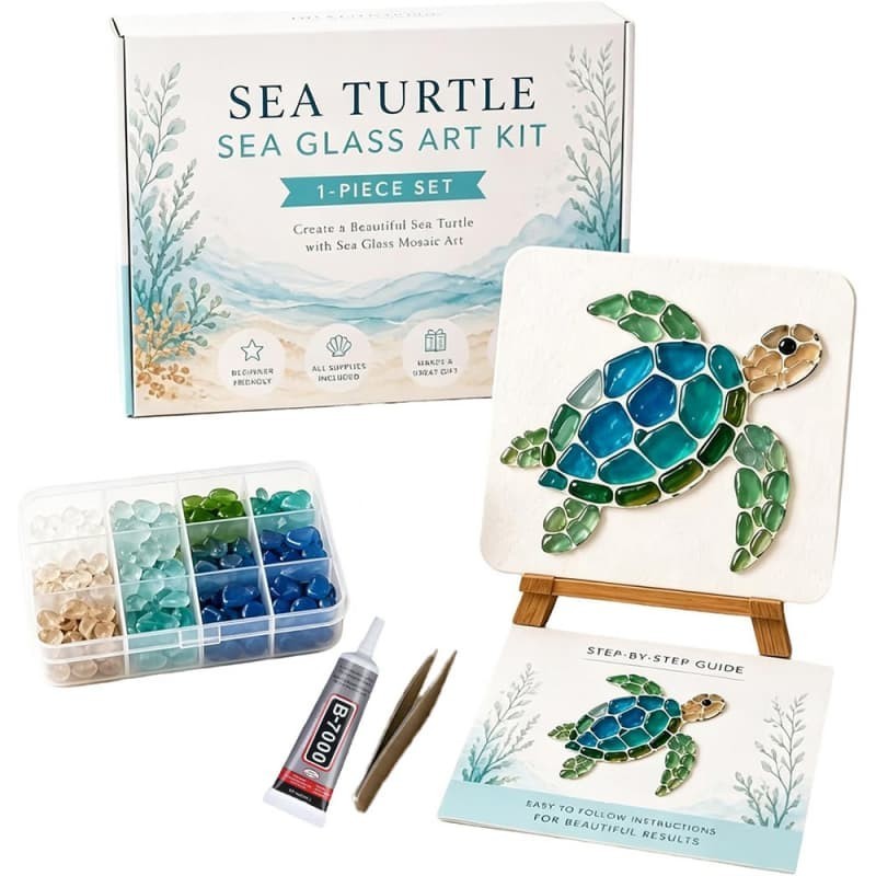 Kit Sea Glass Art Kit,DIY Sea Glass Mosaic Art Set,Ocean-Themed Seaglass Craft