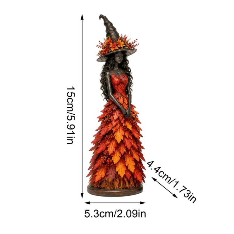 Fall Enchanted Autumn Witch Figurine, Halloween Witch Statue (Golden Harvest)