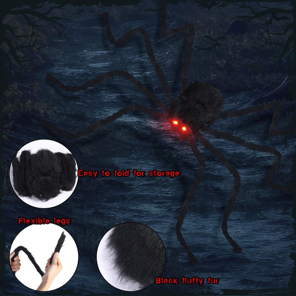 200CM Giant Eyes glowing Scary Spider Haunted House Prop Halloween Decoration