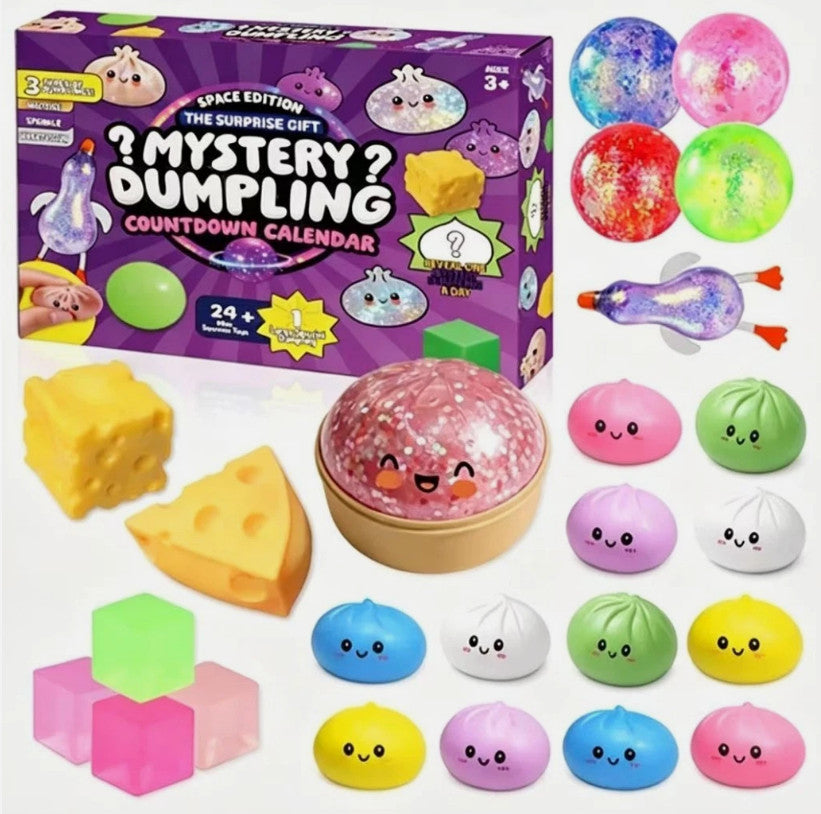 24X Mystery Dumpling Blind Box Advent Calendar Squishy Bao Bun Stress Relief Toy