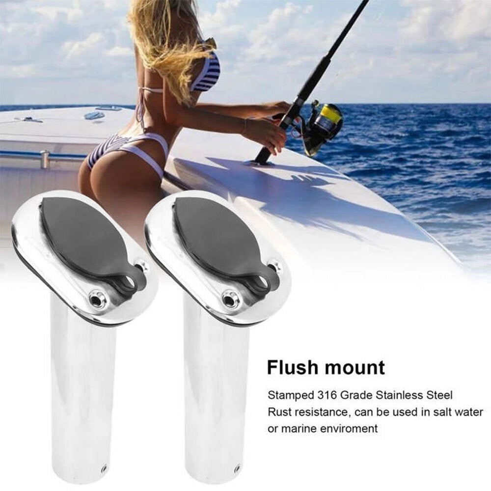 UK 2x Stainless Steel Marine Fishing Rod Holder Flush Mount 30° For Boat/Yacht