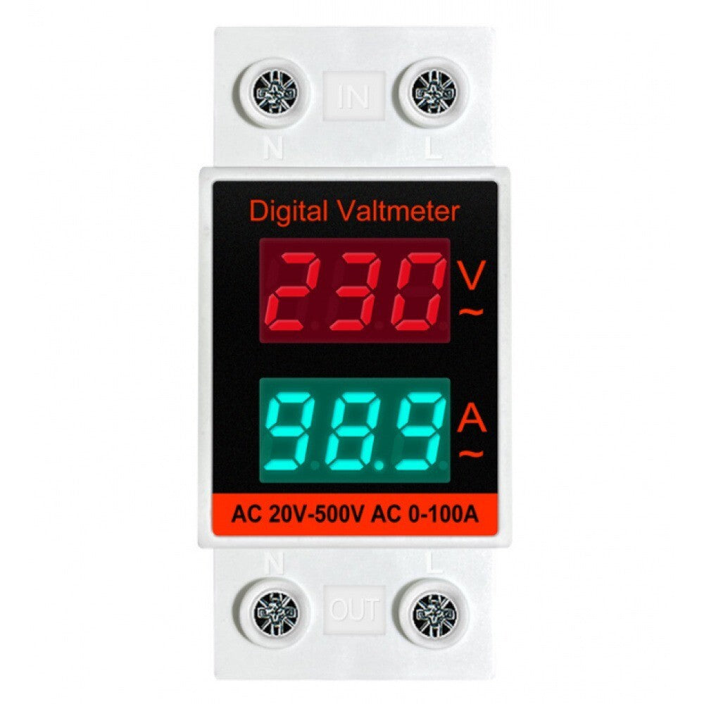 Din Rail AC Monitor Single Phase Voltage Current Power Meter Voltmeter Ammeter