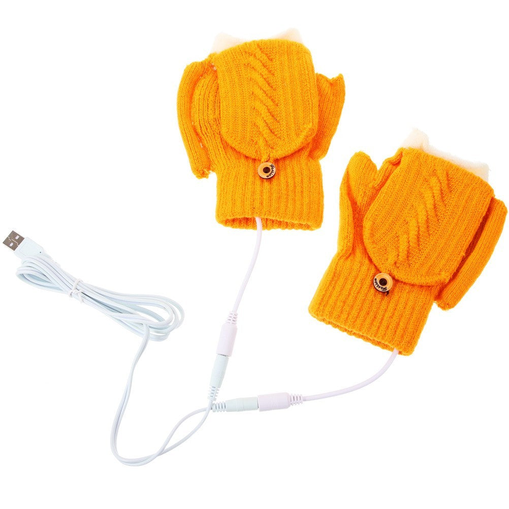 1 Pair of Portable Thermal Mitts Winter Warm Gloves Outdoor Heated Gloves