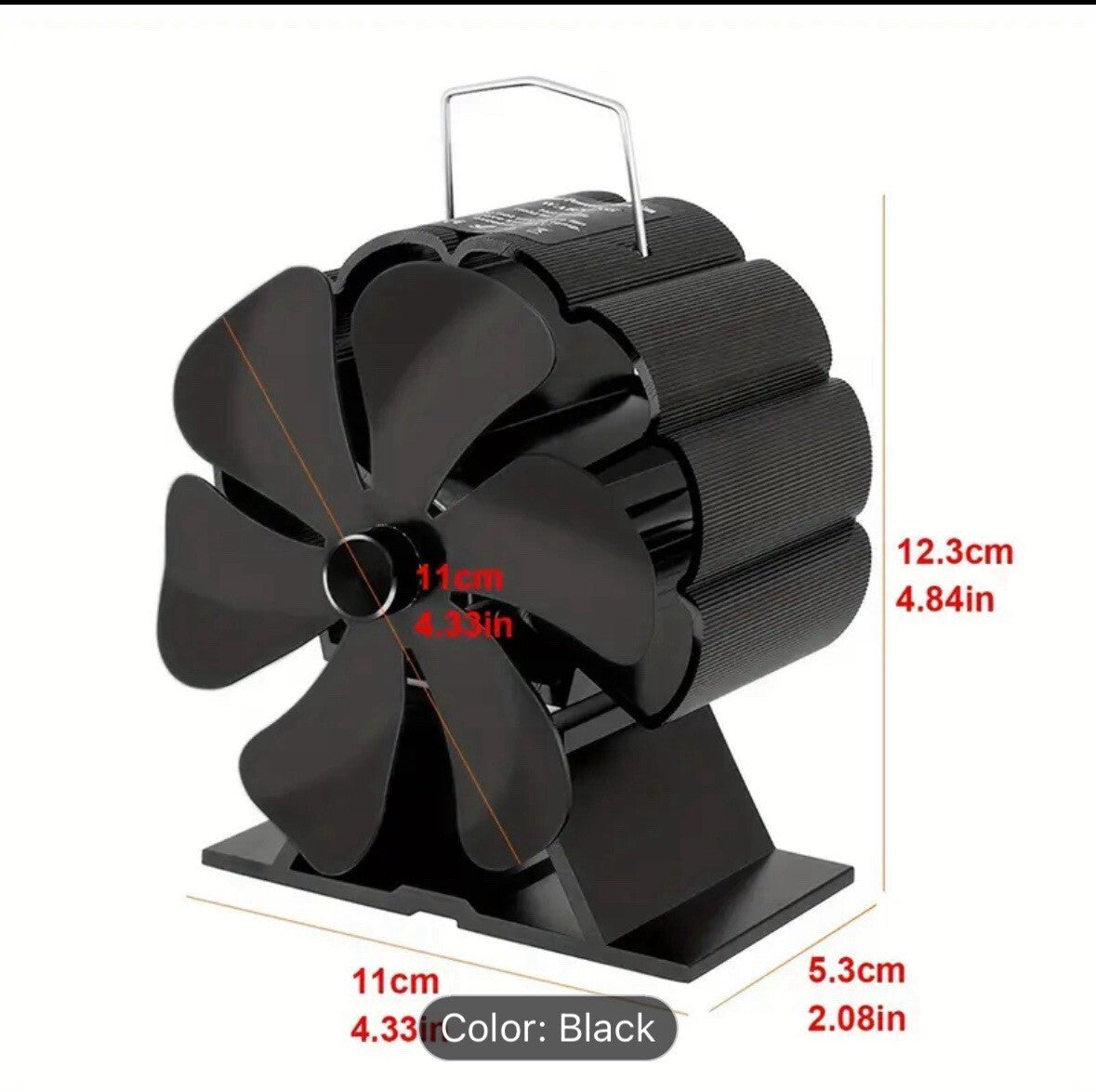 6 Blade Heat Powered Fireplace Fan, Wood Stove Fans with Magnetic Thermometer