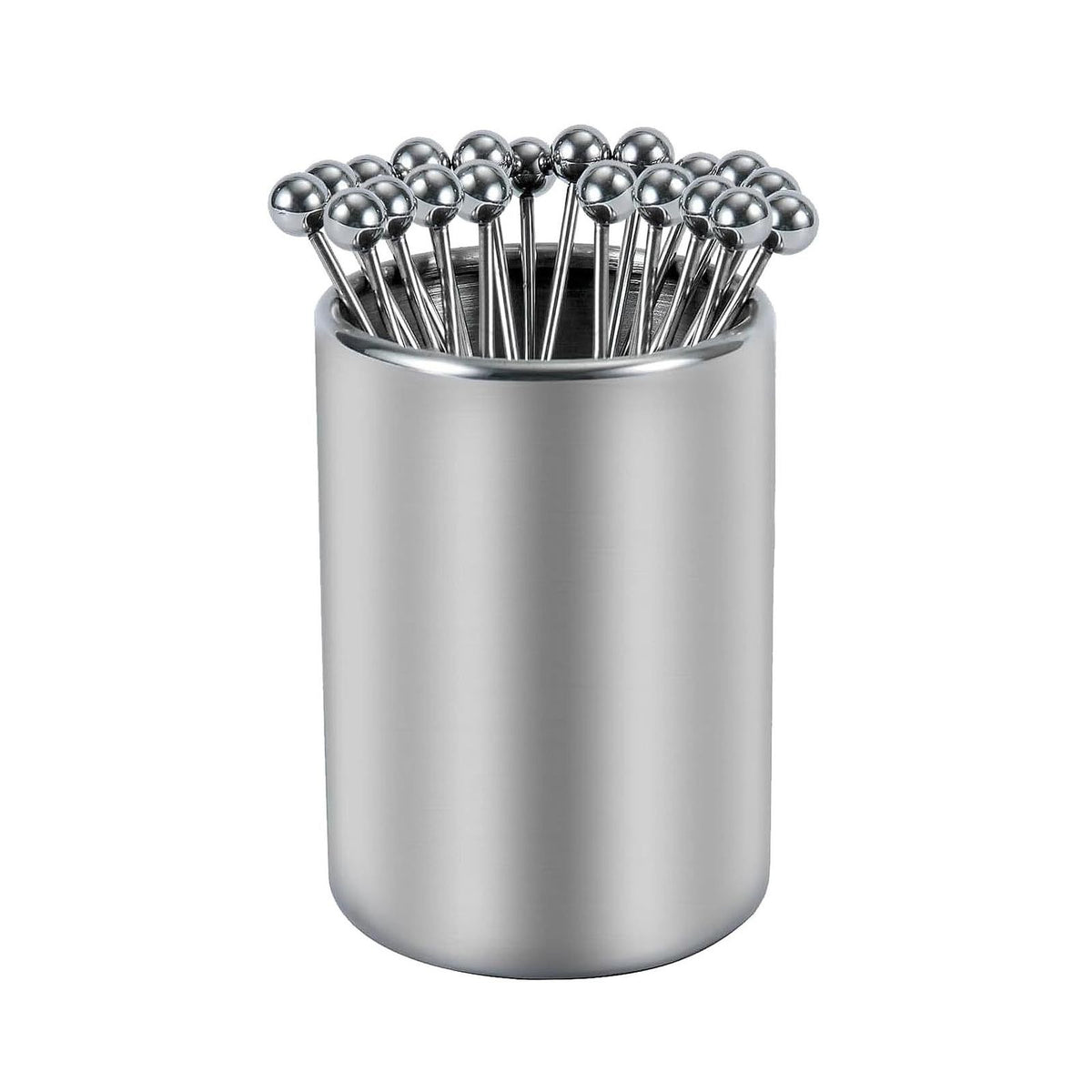 Cocktail Picks with Holder Stainless Steel Portable Washable Drink Picks