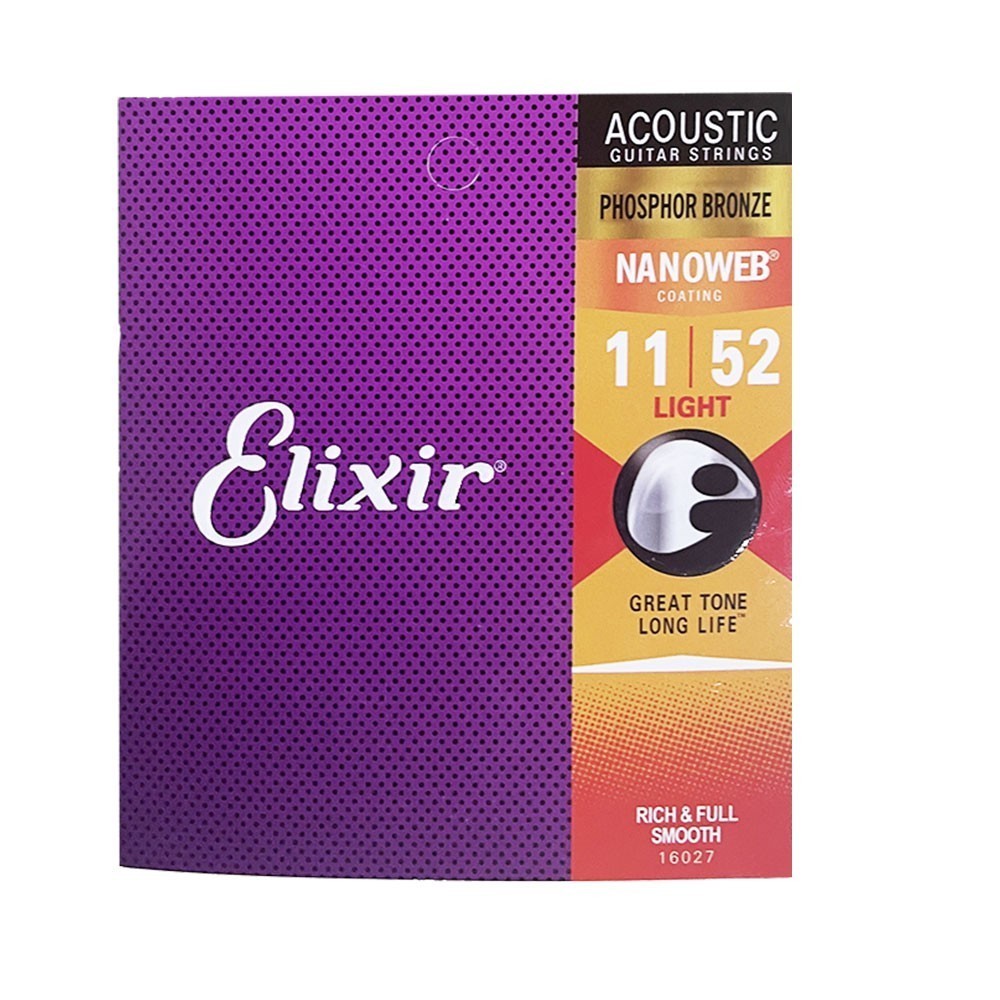 2×Elixir Nanoweb Phosphor Bronze 11-52 Acoustic Guitar Strings Light NN3