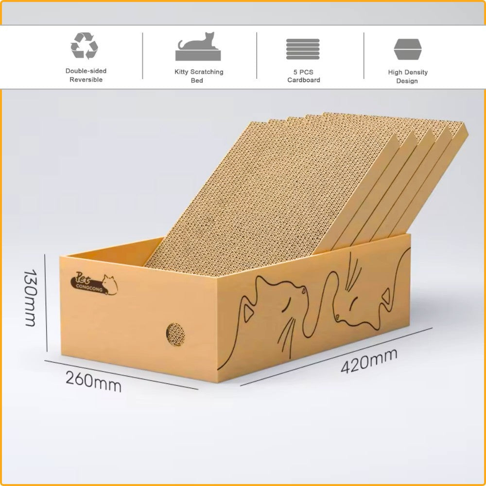 5PC Cat Cardboard Scratch Bed Multi-use Kitten Claw Grinding Scratcher Pad Box