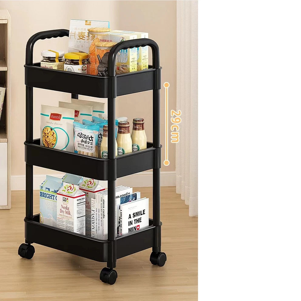 3 Tier Storage Trolley Cart on Wheels Kitchen Bathroom Laundry Narrow Space Rack