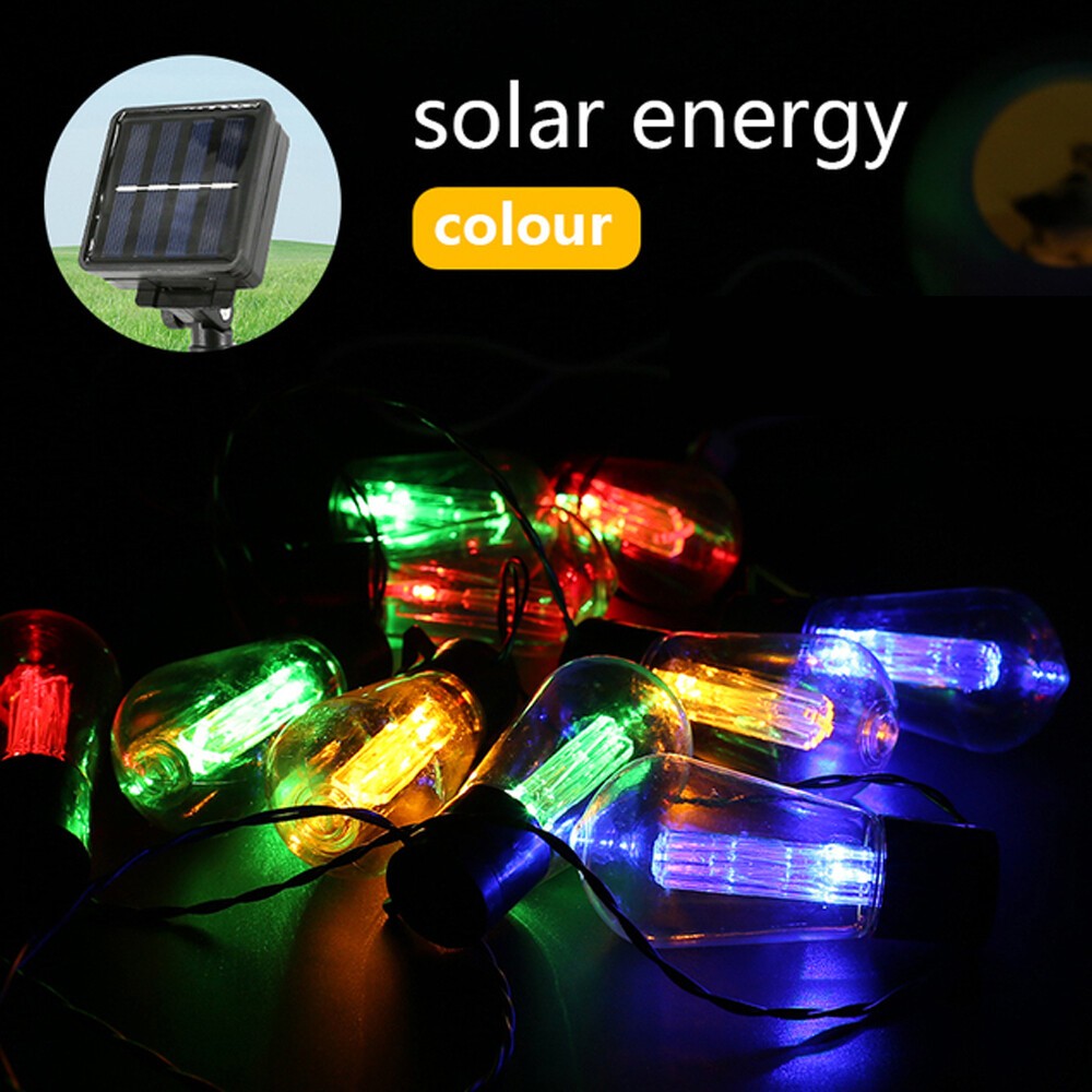 20 LED Solar Powered Retro Bulb String Lights Garden Outdoor Fairy Lamps UK-