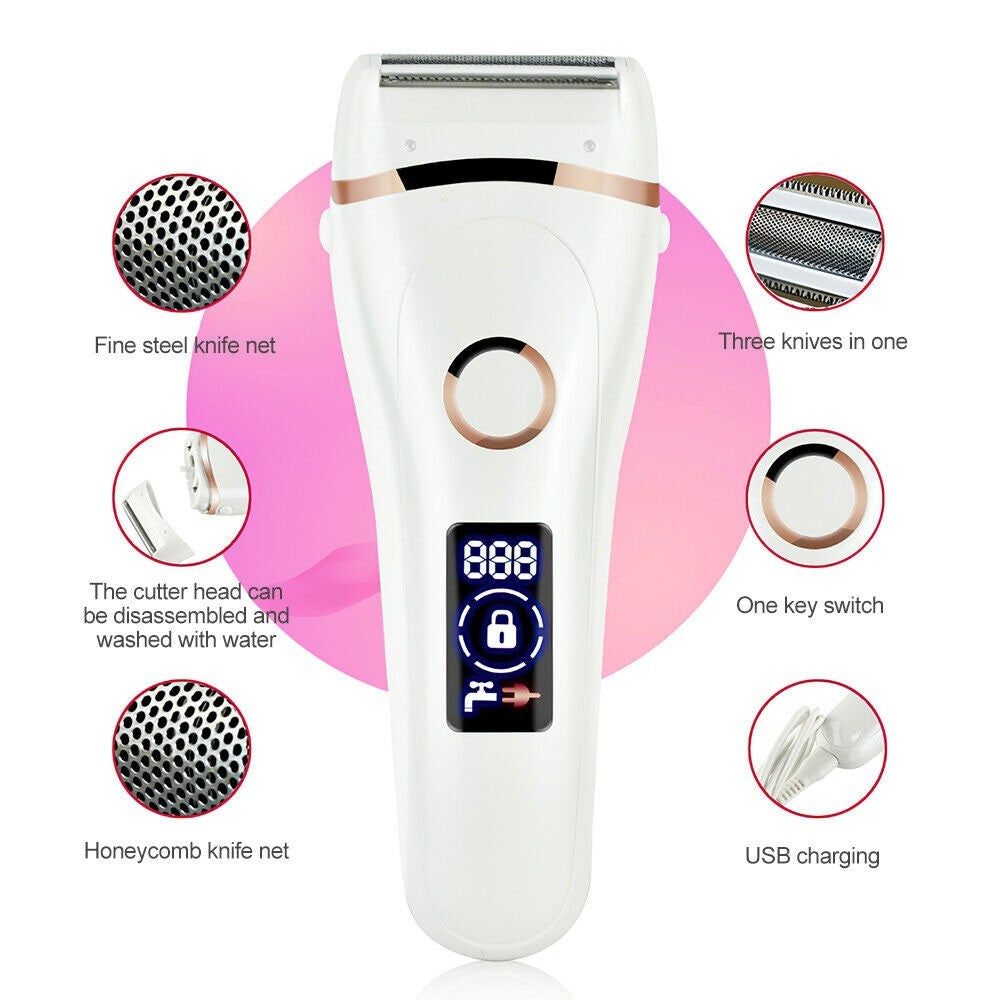 Electric Razor Shaver Women Hair Remover Wet Dry Painless Lady Body Rechargeable