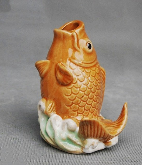 Fountain Spitter,Ceramic Carp Statue Traditional Style Fountain Spitter and Home