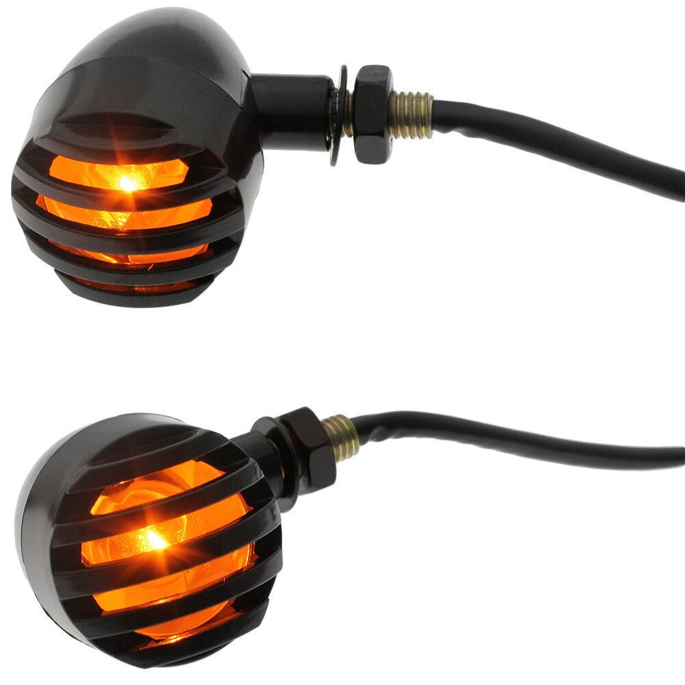 4x Black Turn Signal Indicator Amber Light For Bobber Chopper Cruiser