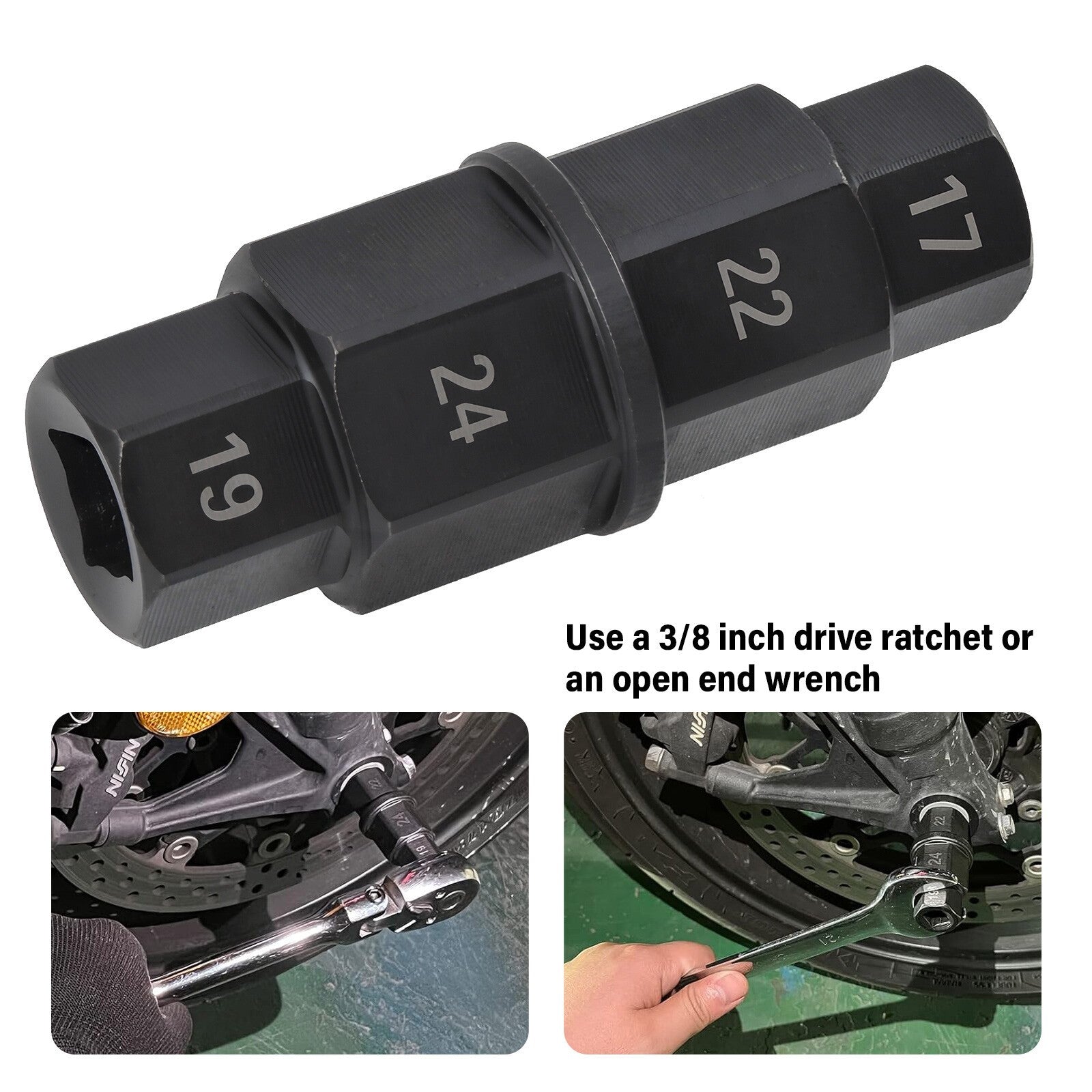 Motorcycle Front Rear Wheel Axle Spindle Tool Hex Key Socket 17 19 22 24mm