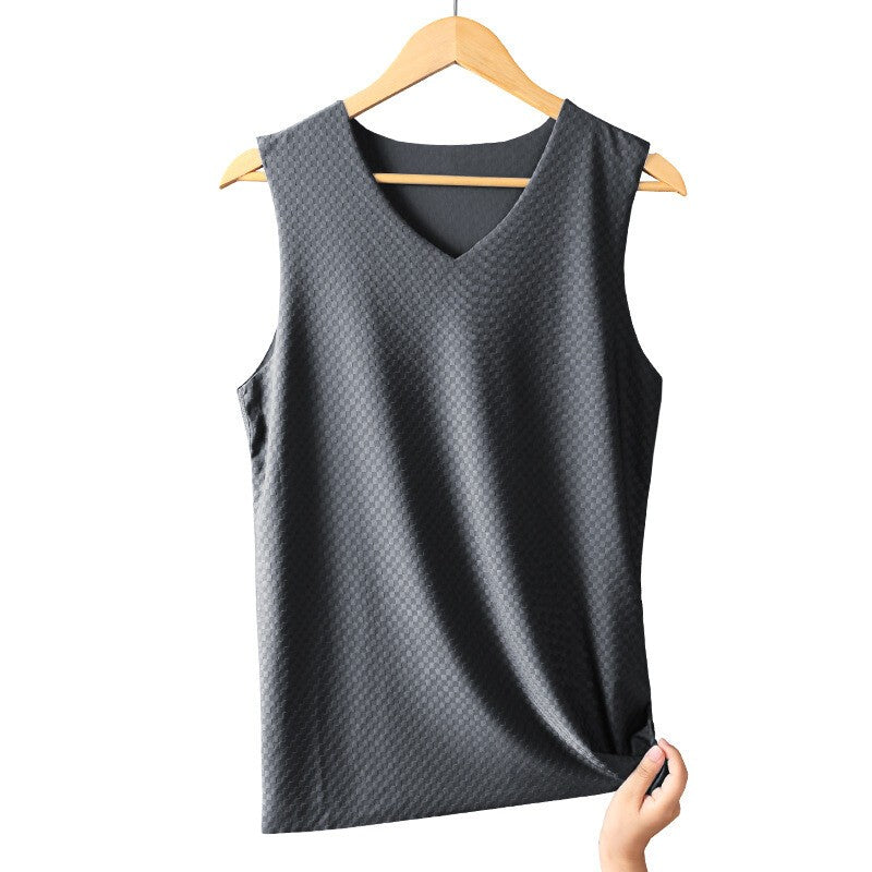 Men's ice silk Undershirts Sleeveless Underwear Race-beam Vest Mesh Cool Tagless