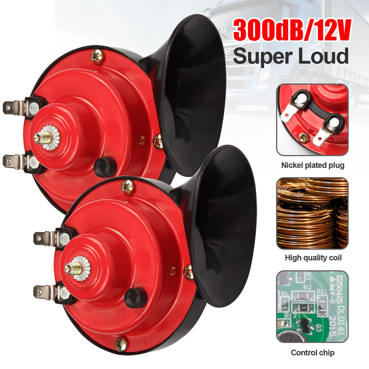 2 X Super Loud 12V Train Horn For Trucks SUV Car Boat Motorcycles Vehicles UK