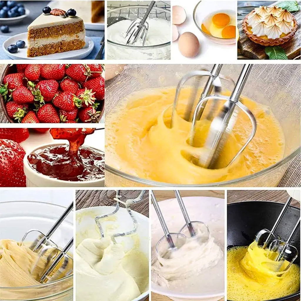 7 Speed Electric Hand Mixer  Handheld Whisk Beaters & Dough Baking Hooks