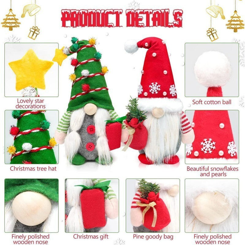 2PCS Christmas Gnome Plush Santa Doll Gonk Dwarf Elf Xmas Easter Decoration Gift