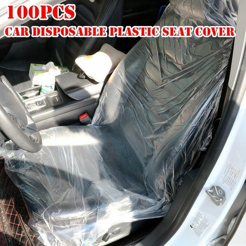 100pcs Disposable Plastic Car Seat Covers Vehicle Cover Valet Roll Protective UK