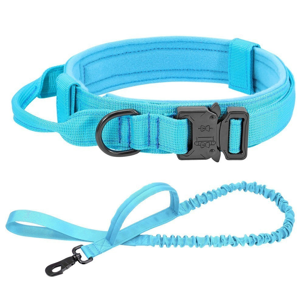 Tactical Dog Collar and Lead with Handle Training Large Dogs Bungee Rope Pitbull