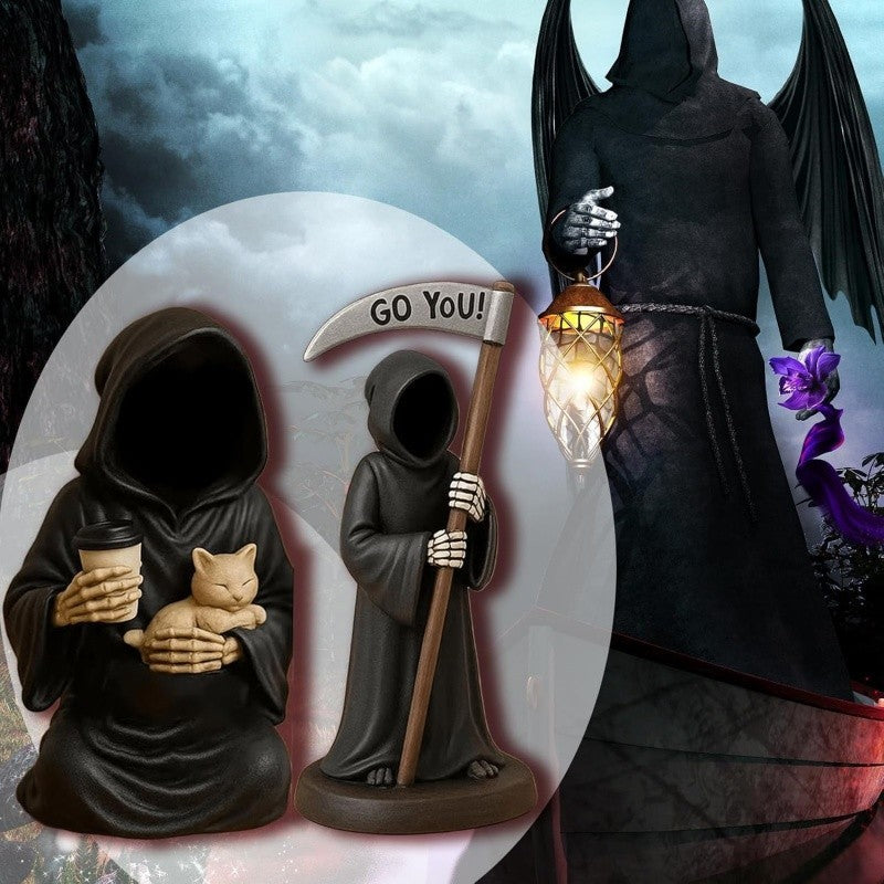 1pc Emotional Support Grim Reaper Figurine Spooky Resin Statue Home Office Decor
