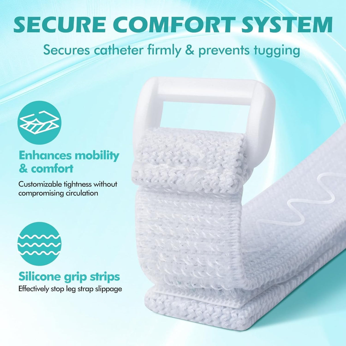 4Pcs Adjustable Anti-Slip Catheter Leg Bag Straps w/ Silicone Grip Post-Surgery