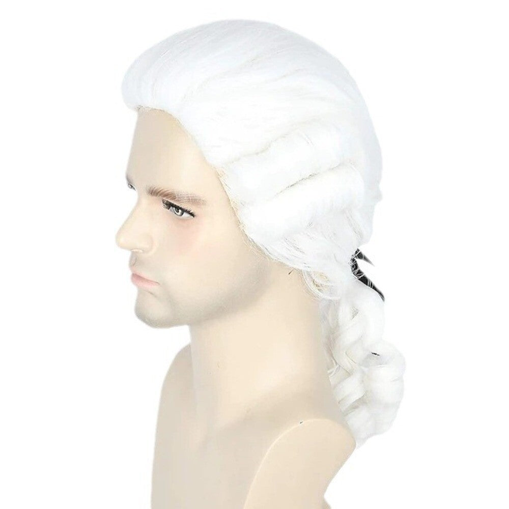 Lawyer Judge Baroque Cosplay Curly Wig Grey White Black Men Synthetic Wigs