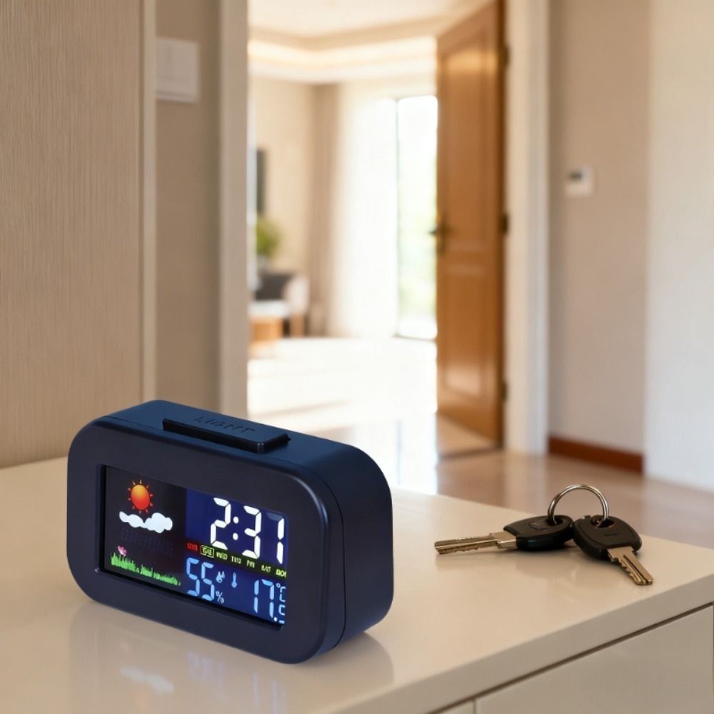 Weather Forecast Digital Alarm Clock W/ Backlight Temperature Humidity LED Clock
