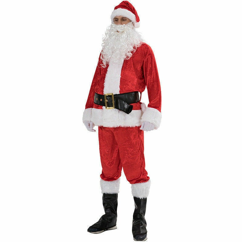NEW Santa Claus Costume Suit Adult Father Christmas Fancy Dress Mens Xmas Outfit