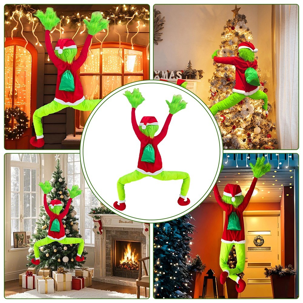 Christmas Grinchs Decor Bendable Arms & Legs, for Home Tree Wall Outdoor Decor