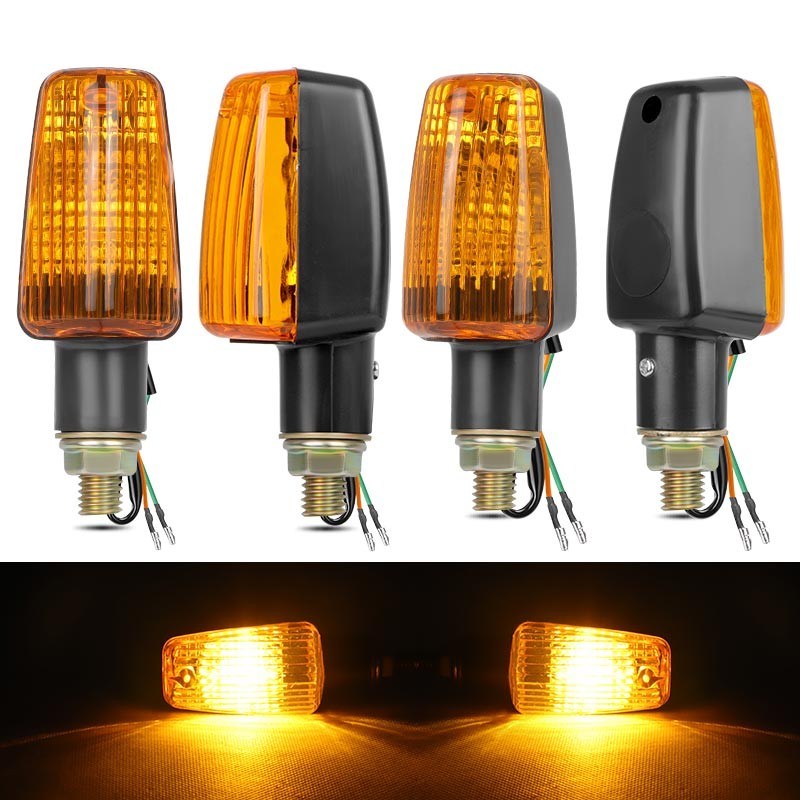 4X Motorcycle Indicators Motorbike Turn Signal Lights Amber Bulb Universal 10mm