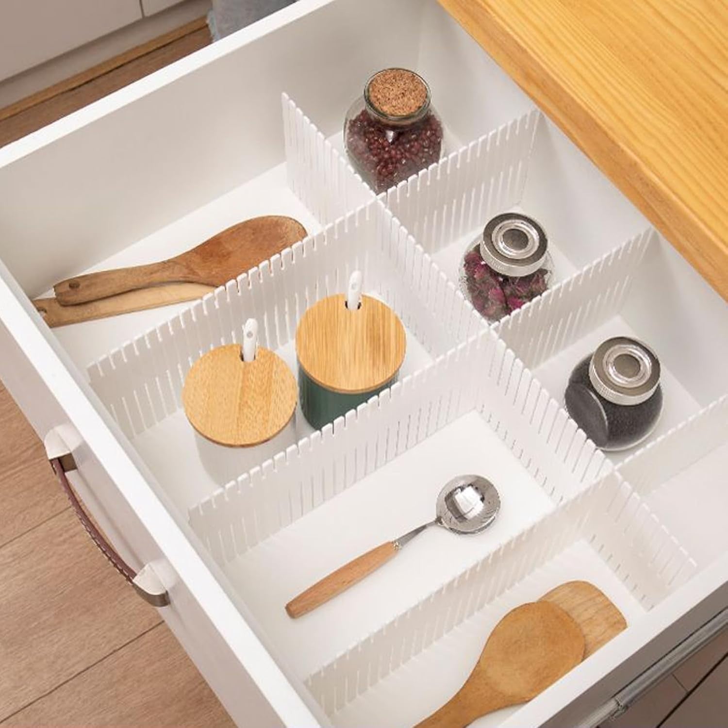 8PCS Drawer Grid Dividers–Adjustable DIY Storage Inserts (47x7cm) for All Drawer