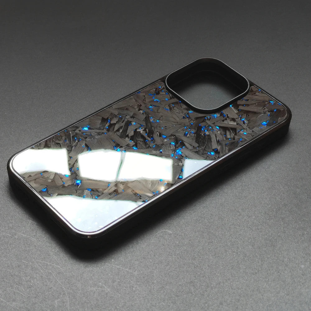 Glossy Forged Carbon Fiber Case for iPhone 16 Pro Max 15 14 Magsafe Armor Cover
