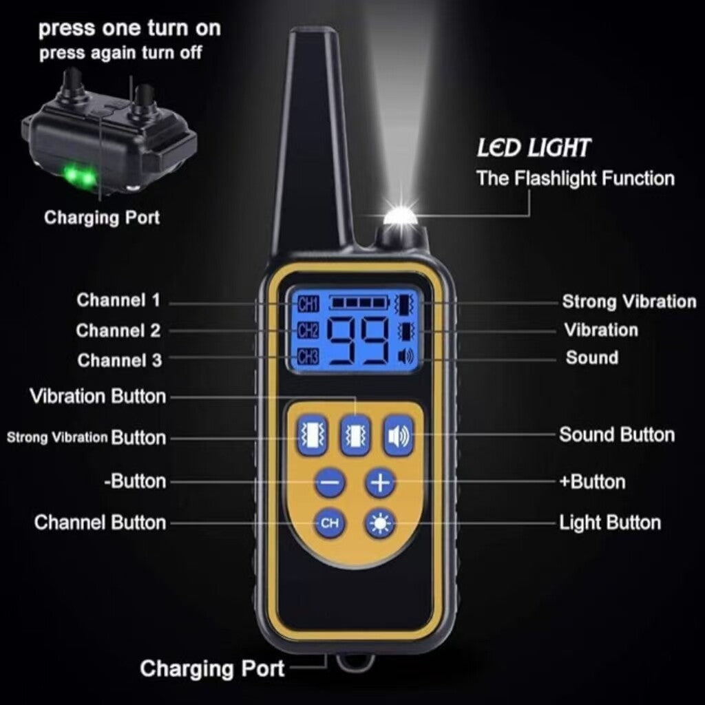 LCD Electric Pet Dog Training E-Collar Anti-Bark Obedience Remote Control 800M