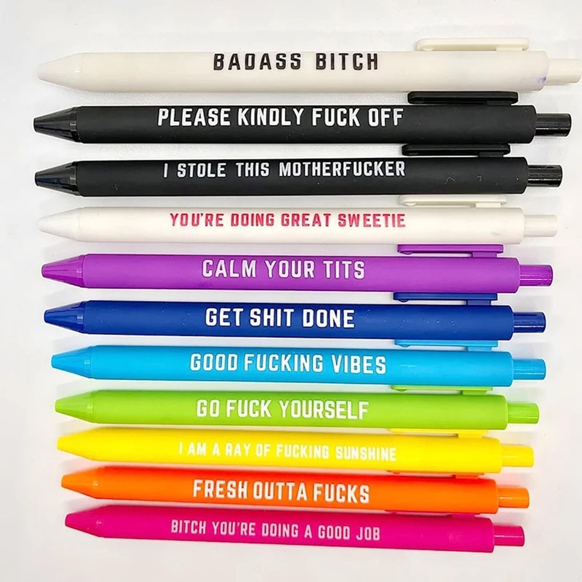 11PCS Funny Pens Swear Word Black Ink Writing Pen Funny Diary Gift Pen Set